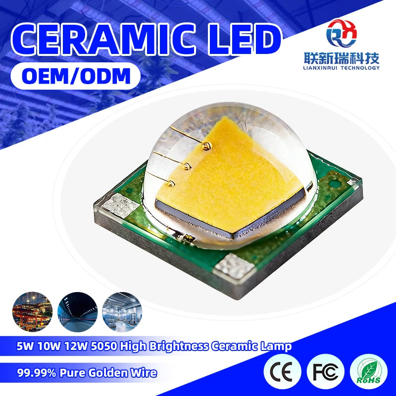 T6 High Brightness Ceramic Car Lamp Beads 5050 Warm White Light Source Strong & Durable Flashlight