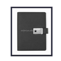 Customized A5 Size Leather Loose Leaf Notebook Wireless Fingerprint Lock Power Bank Features Recording Fingerprint Technology