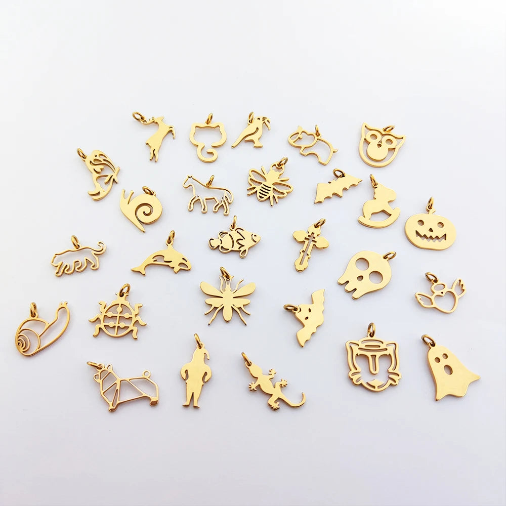 Fashion Real Gold Plated Stainless Steel Hollow Tiger Cute Animals Drifter Charm Necklace For Women Lady Gift