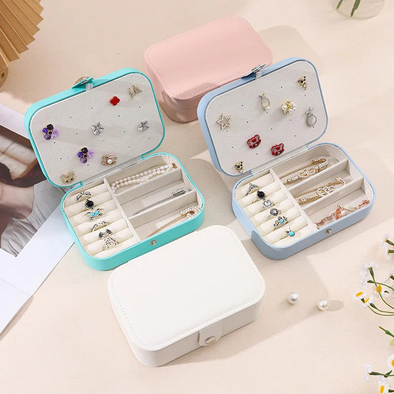 European Jewelry Box Portable Large Capacity Double-layer PU Jewelry Box Earrings Rings Jewelry Storage Box Jewelry Box