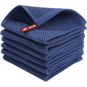 100% Cotton 12X12 Inches Waffle Woven Kitchen Dishcloth Quick Dry Highly Absorbent Handmade Tea Bar Cleaning Towels for Home Use