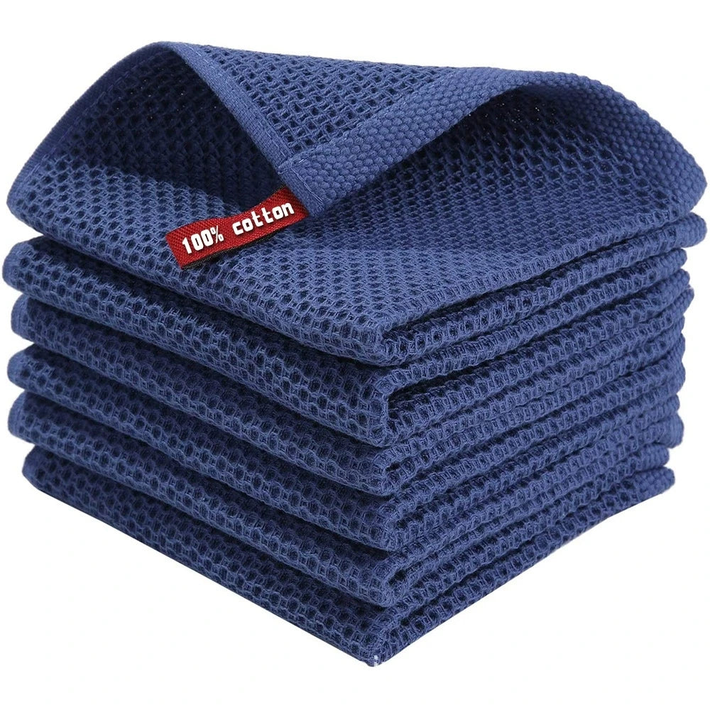 100% Cotton 12X12 Inches Waffle Woven Kitchen Dishcloth Quick Dry Highly Absorbent Handmade Tea Bar Cleaning Towels for Home Use