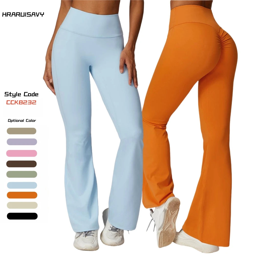 Wide Leg Pants Butt Lift Yoga Flare Pants Dance High Waisted Casual Sweatpants Women Work Out Clothing V Shape Flared Leggings