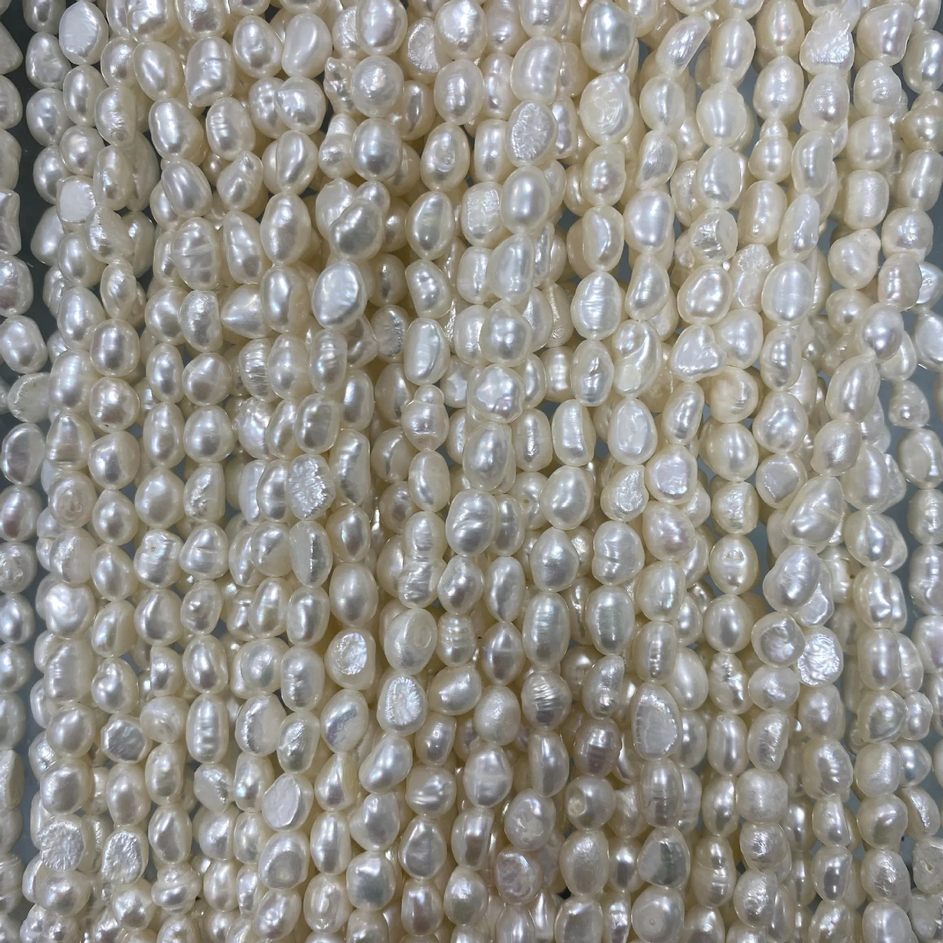 6-7mm Natural White Freshwater Baroque Cultured Pearl Loose Necklace Bracelet Beads Strand Third Party Certified 25g