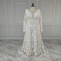 12582# Real Photos Bohemia Sweep Train V-Neck A-line Wedding Dress Appliques Lace Bridal Gown With Tassel Puffy Sleeves