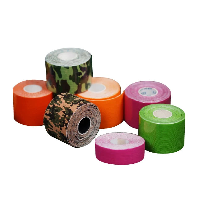 Heao Custom Logo Printed Camouflage Pattern Cotton Fabric 5cm Width Elastic Breathable Unisex Sport Muscle Kinesiology Tape 5m