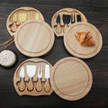 Natural Black Personalized Charcuterie Boards Knife Set Gift Set Round Wood Mini Cheese Board Acacia
