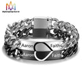 Men'S Women'S Stainless Steel Couples Bracelet Matching Heart Long Distance Bracelet for Lovers Couples Valentine Gift