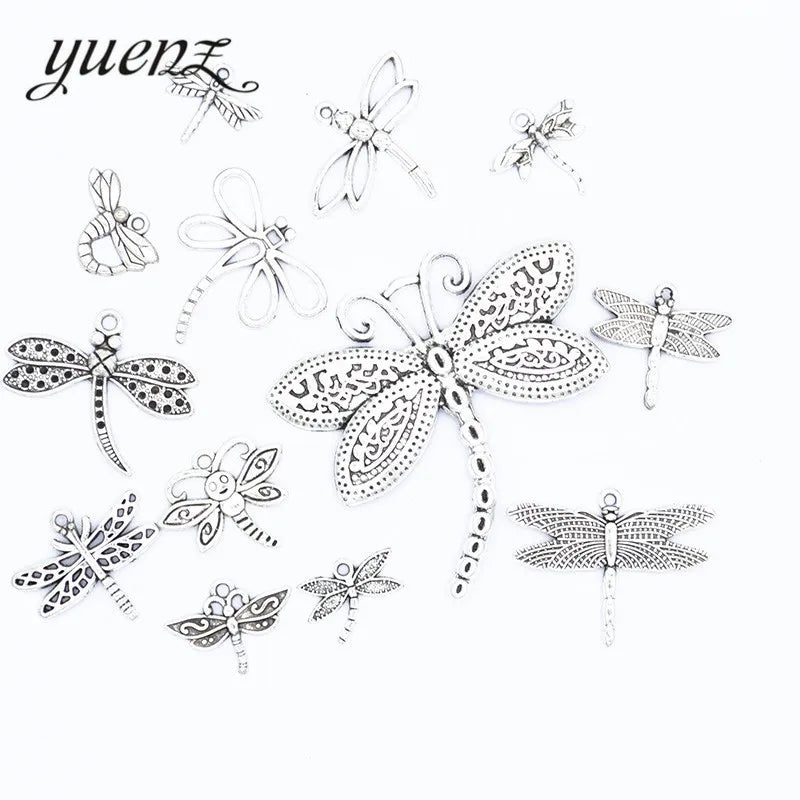 YuenZ Mixed Antique Silver Color Dragonfly Charms Pendants for Necklace DIY Jewelry Making Finding Accessories U029