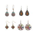DAIHE Stylish Cutout Alloy Earrings Retro Colorful With Diamonds and Floral Boho Earrings