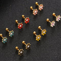 Fashion Trendy Stainless Steel Hypoallergenic Sensatitive Ears Daisy Flower Charms Stud Earrings Jewelry for Women Men