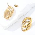 Circle Cross Zircon Earrings for Women Non-Tarnish 18K Gold Plated Stainless Steel Waterproof Allergy Protective Jewelry Stylish