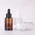 Cosmetic Packaging Face Care Essence Bottle 1oz 30ml Round Shape Flat Shoulder Essential Oil Glass Dropper Bottle
