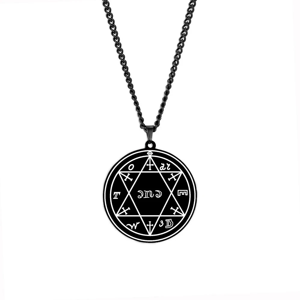 Good Health Talisman Luck Key of Solomon Pentacle Seal Pagan Wiccan Jewelry Supernatural Amulet Stainless Steel Pendant Necklace