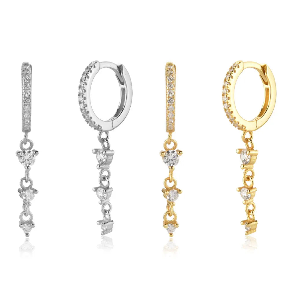 FUAMAY Jewelry Ladies 925 Sterling Silver Drop Earrings Zircon Tassel Earrings