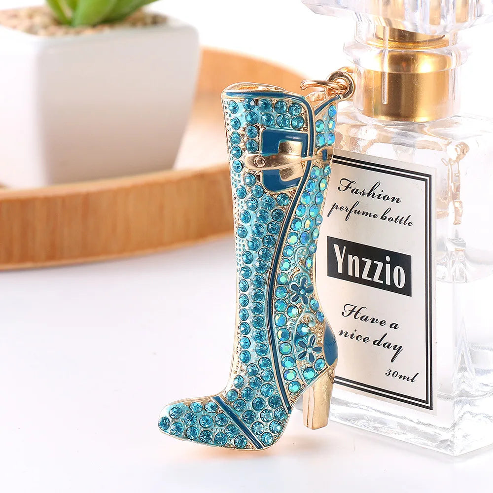 Luxury Women Bag Pendant Jewelry Crystal Rhinestone Shoes Keychain Keyrings Shiny Sparkling Diamond Colorful High Heels Keychain