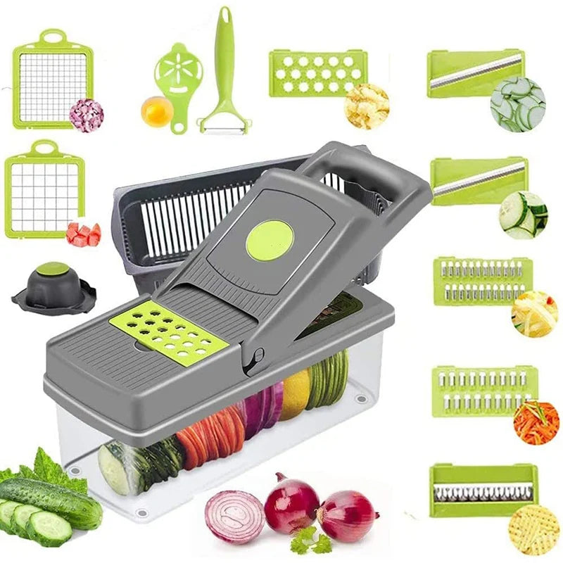 New Product Ideas 2023 Kitchen 14 in 1 Manual Onion Dicer Potato Cutter Chopper Vegetable Mandoline Veggie Slicer
