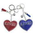 2023 New BlESSED Rhinestone Heart Shape Keychain Custom Picture Printed Bling BlESSED Heart Keychain