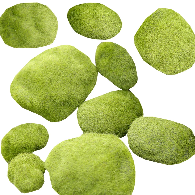 Creative Simulated Flocking Fake Moss Stone Miniatures Landscape Decorations Tiny Artificial Rock Ornaments DIY Accessories
