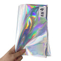 0.15mm Silver Rainbow Holographic Metallic Mirror Effect Thin TPU Soft Plastic Film for Making Decoration/Clothing/Craft