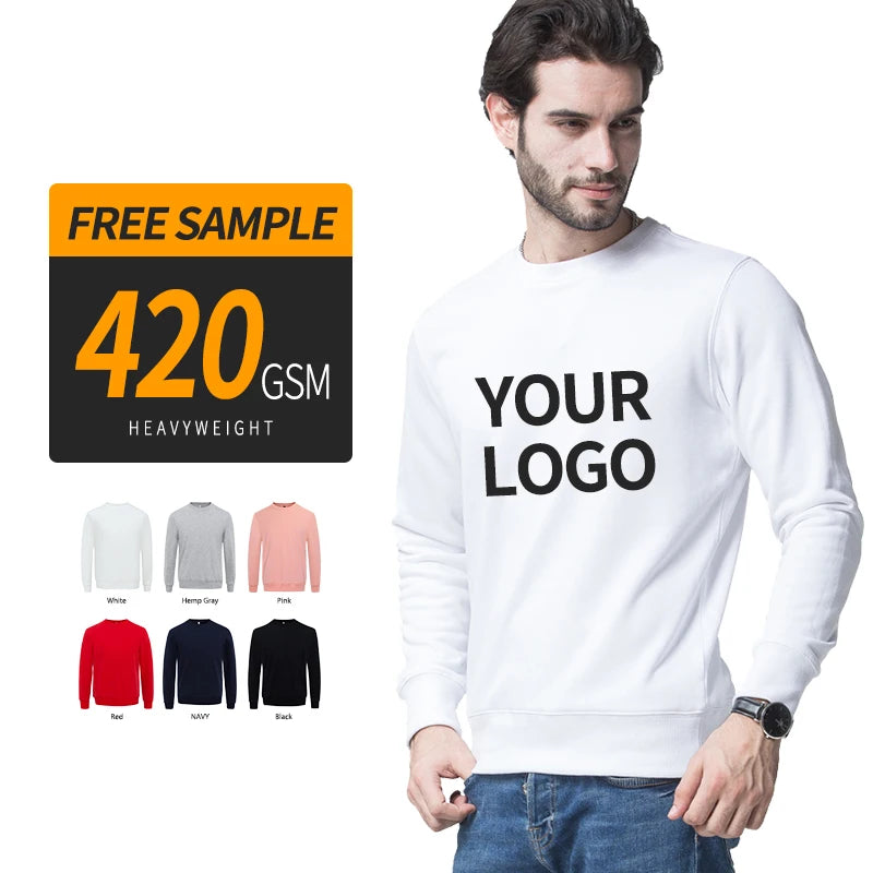 Blank Fashion Streetwear Winter 100% Polyester Anime Print Sweat Suits Custom Crewneck Men White Sweatshirt