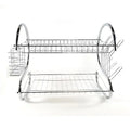 2-Tier Stainless Steel Dish Drainer Rack for Kitchen - Space Saving Drying Rack with Utensil Holder and Cup Holder