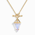 June Birthstone Moonstone Necklace925 Sterling Silver Gold Vermeil Triangle Rainbow Moonstone Pendant Necklace