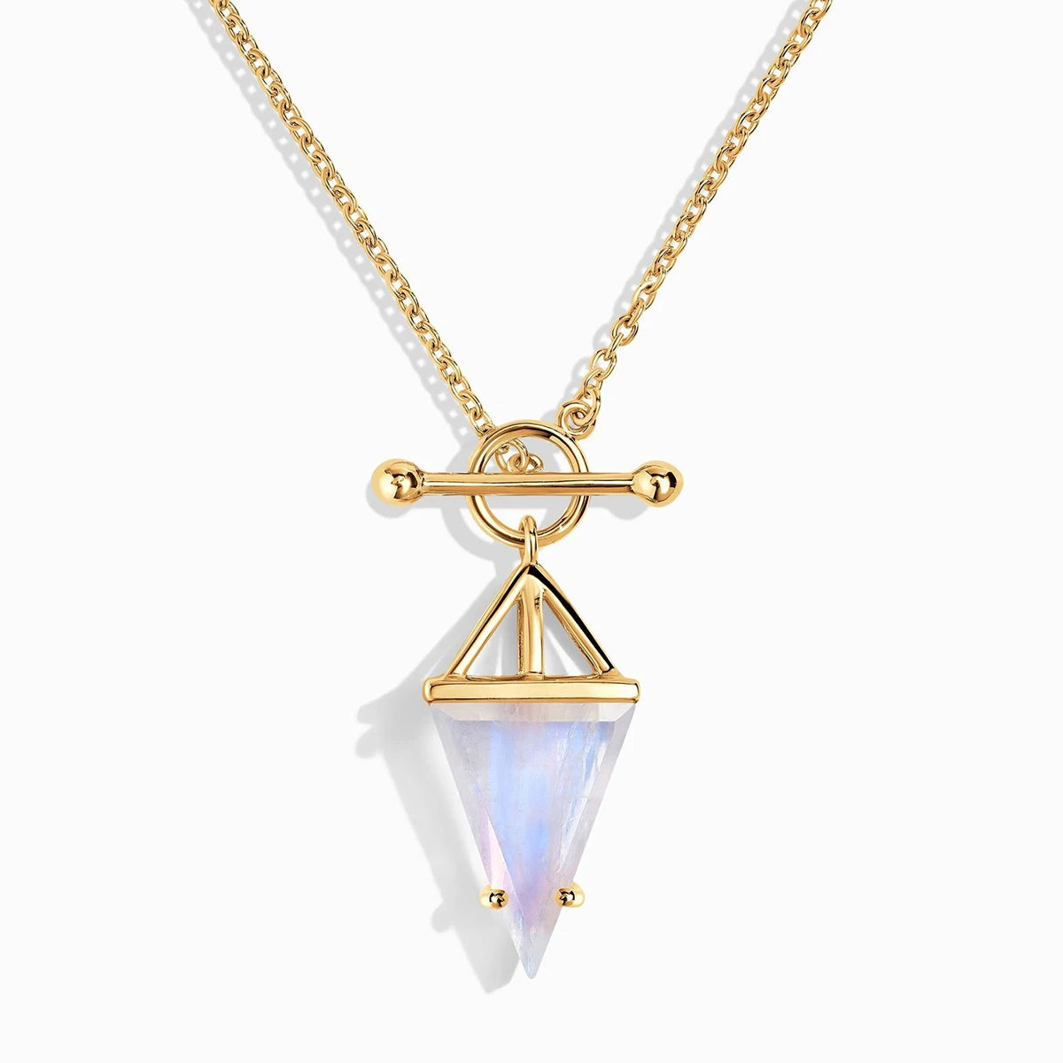 June Birthstone Moonstone Necklace925 Sterling Silver Gold Vermeil Triangle Rainbow Moonstone Pendant Necklace