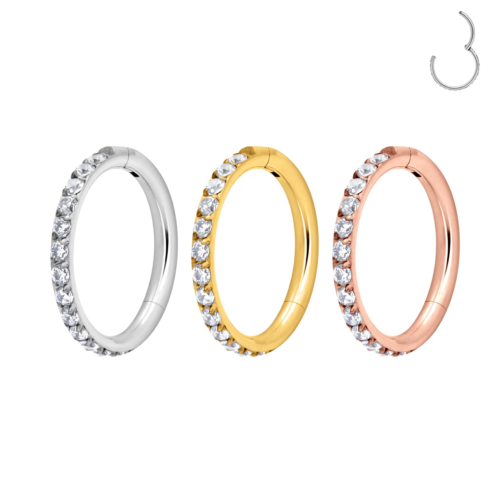 G23 Titanium Septum Rings 16G Septum Jewelry Cubic Zirconia Cartilage Helix Earrings Hinged Clicker Nose Rings Daith Piercing