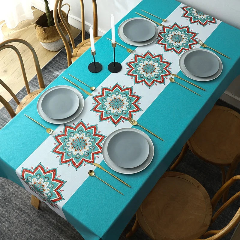 Modern Floral INS Nordic PVC Tablecloth Waterproof and Oil-Proof Washable Cloth Art Desk Mat for Tea Table
