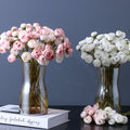 Factory Wholesale Artificial Silk Tea Rose Mini Ranunculus Bouquet Flower for Wedding Home Party Decoration