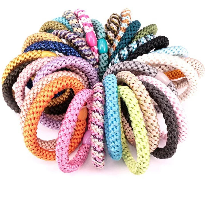 97 Colors Available Wholesale Customized LOGO Girls Strong Stretch Hair Accessories Elastic Bands Ladies Nylon Hair Ties