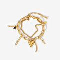 J&D Fashion Women's Loved Bracelets Stainless Steel Square Link Chain Star Heart Double Layered Bracelet