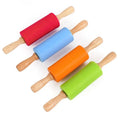 Nonstick Baking Kit Christmas Kids 3 Size Flour Wooden Silicone Rolling Pin Pastry Dough Roller