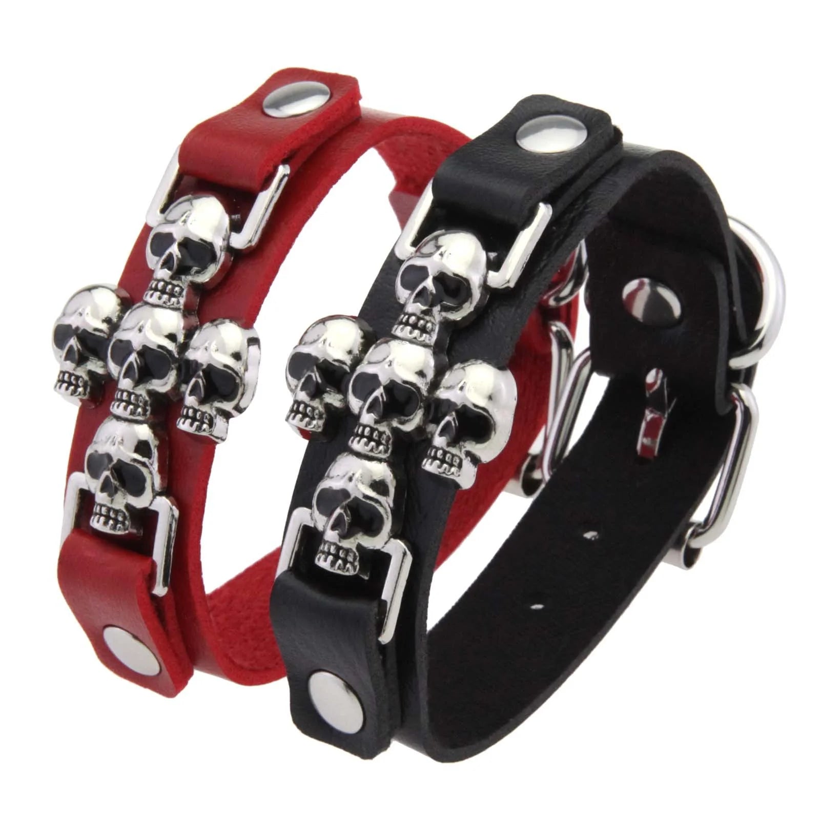 Punk Rock Biker Wide Belt Guard Wrist Strap Skull Leather Bracelet