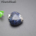 Silver Rhodium Plating Natural Large Stone Selections Unakite Agate Crystal Quartz Amethyst 20mm Heart Gemstone Charm Pendants