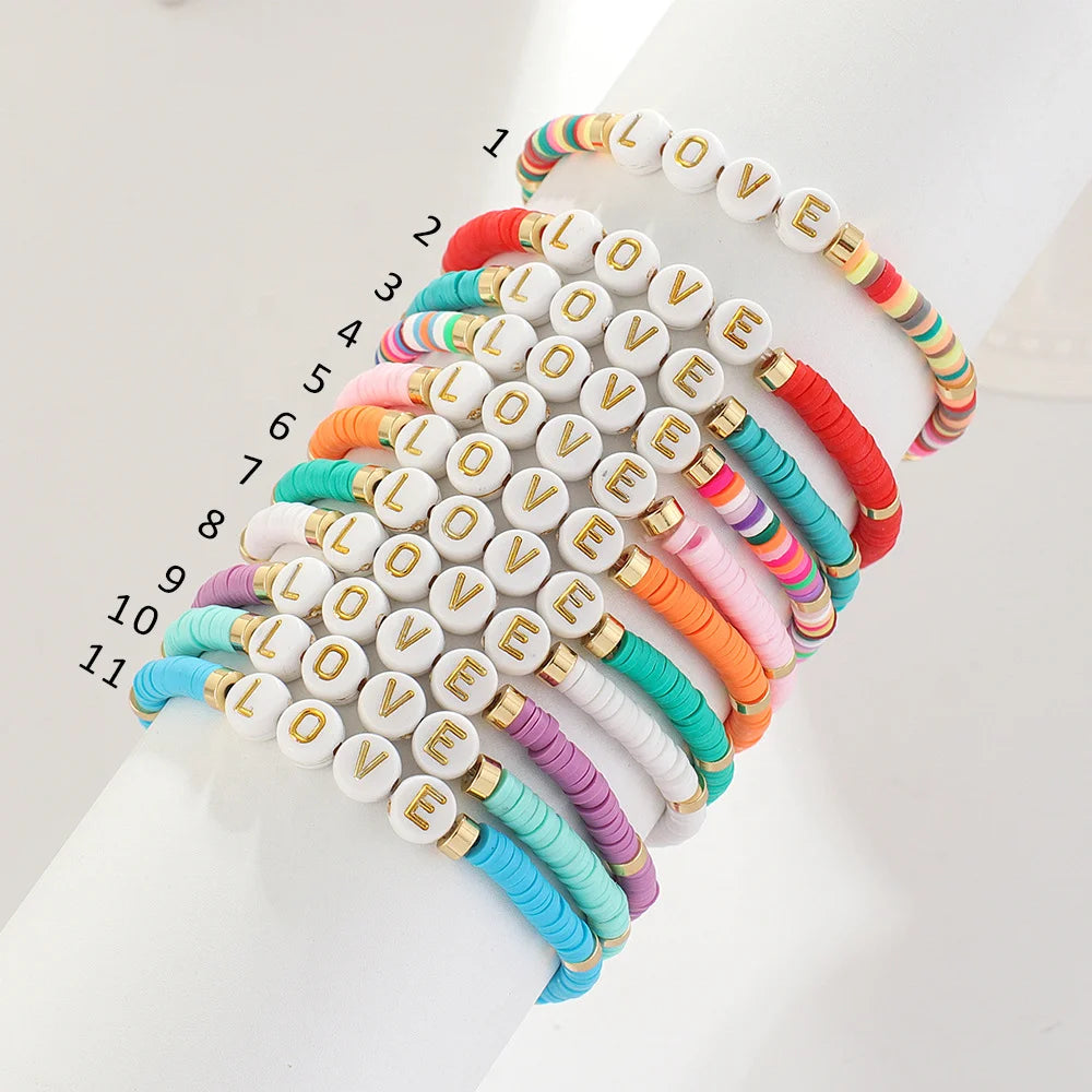 Custom BOHEMIA Style Beaded Bracelet for Girls Classic Fashion Accessories with Letters Numbers for Friendship Promotion Gifts