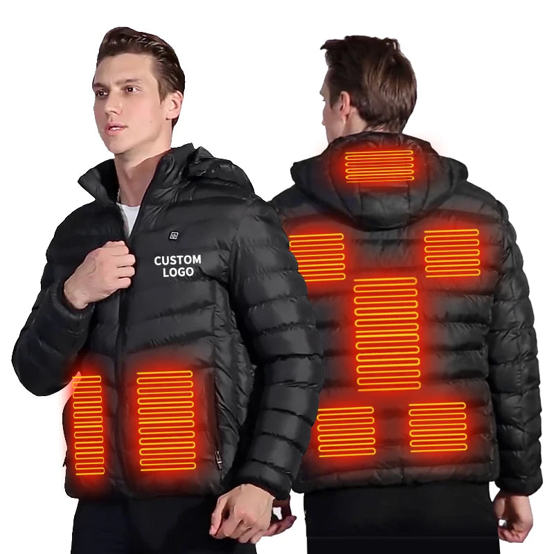 8 Zone Heated Jacket for Men Winter Waterproof Heated Puffer Jacket Slim Custom Usb Heating Jacket