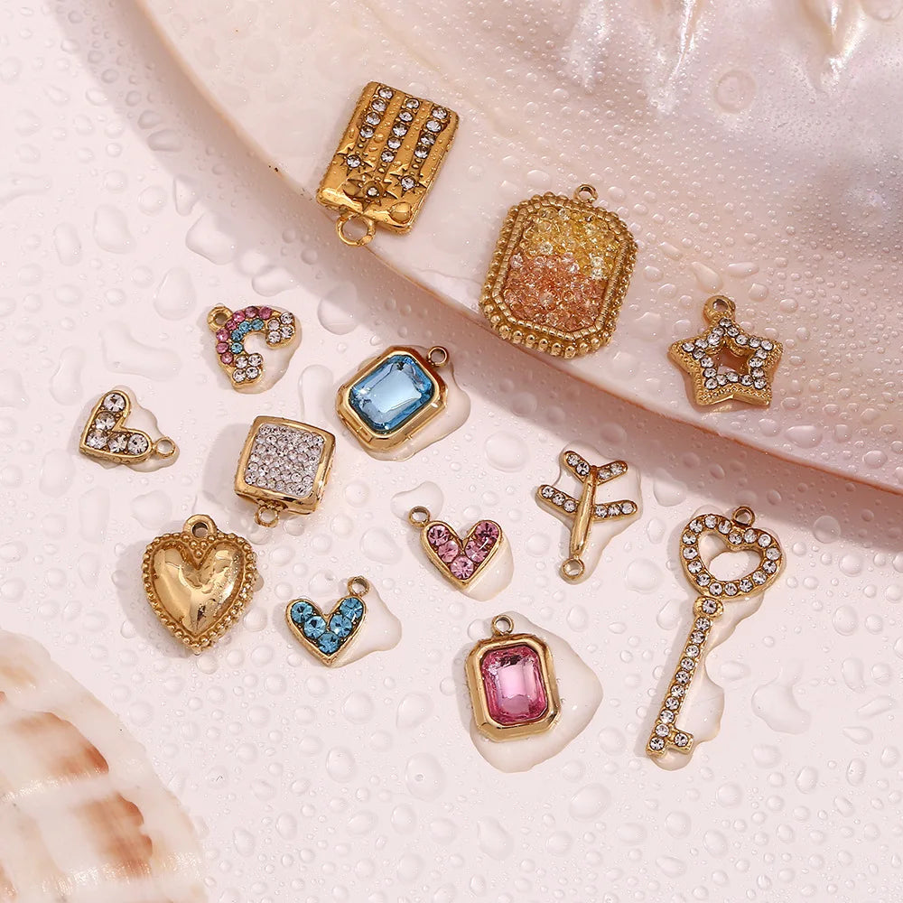 Wholesale Waterproof 18K PVD Gold Plated Stainless Steel Children's Charm Necklace Jewelry Making Fashion Pendants Charms