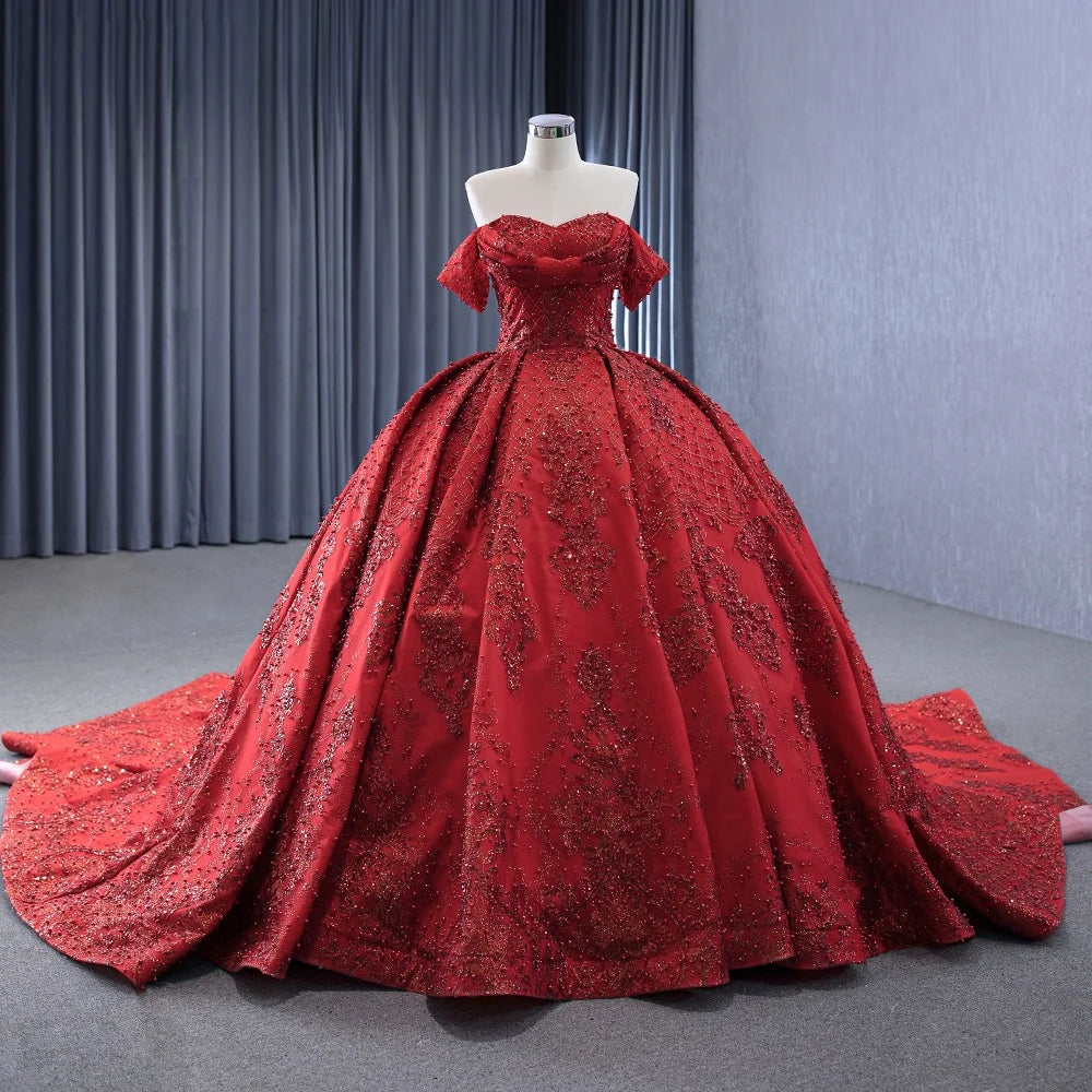 Jancember 231147 Vintage Off Shoulder Sequins Beaded Ball Gown Evening Party Prom Dresses
