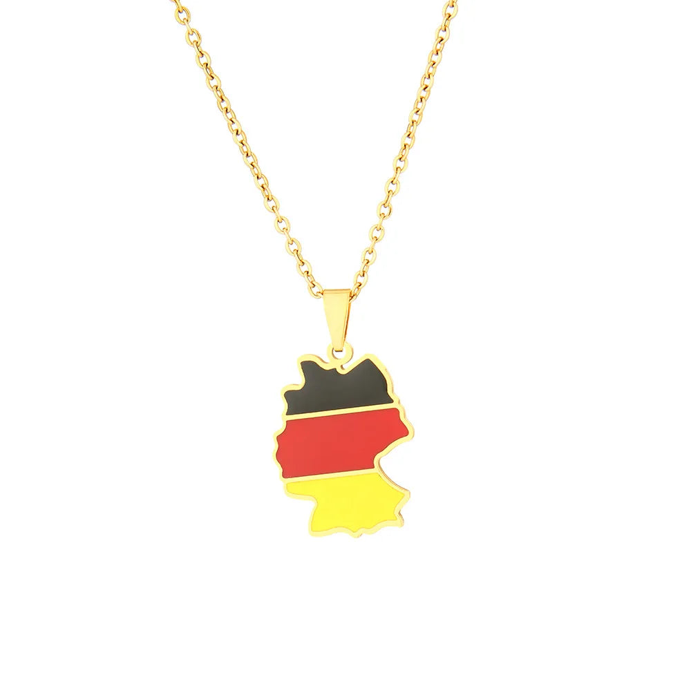 Ethnic Jewelry Oil Dropping Deutschland Germany Map Necklace for Man