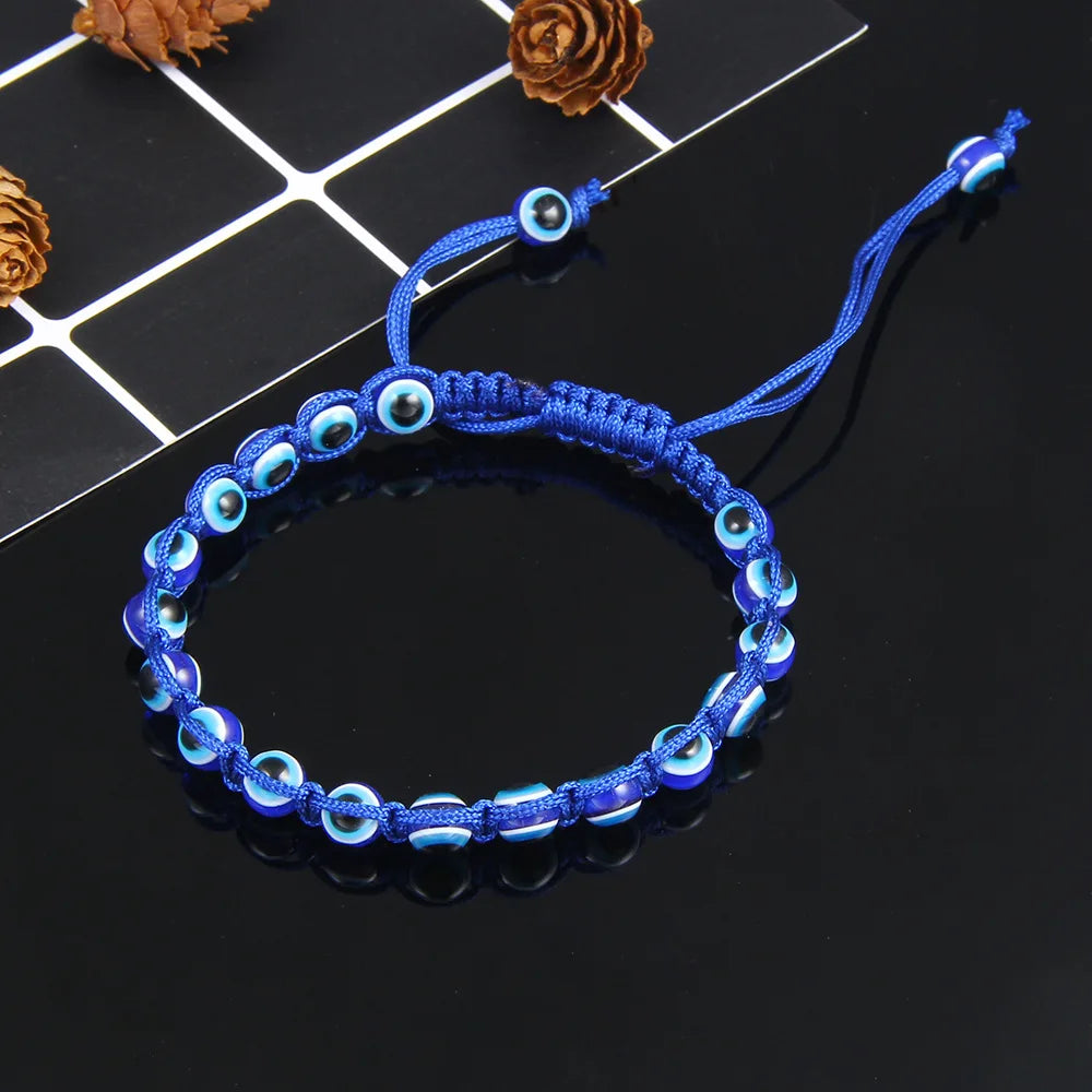 2022 Women Jewelry Adjustable Rope Turkish Blue  Handmade Woven Braided Bead Evil Eyes s