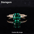 14K Solid Gold 7x7mm Asscher Cut Lab Emerald Gemstone with Round Brilliant Cut Lab Diamond Rings