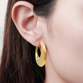Simple Tarnish Free 18k Gold Filled Hoop Earrings Hypoallergenic Chunky Thick Stainless Steel Earrings Women Fashion Jewelry