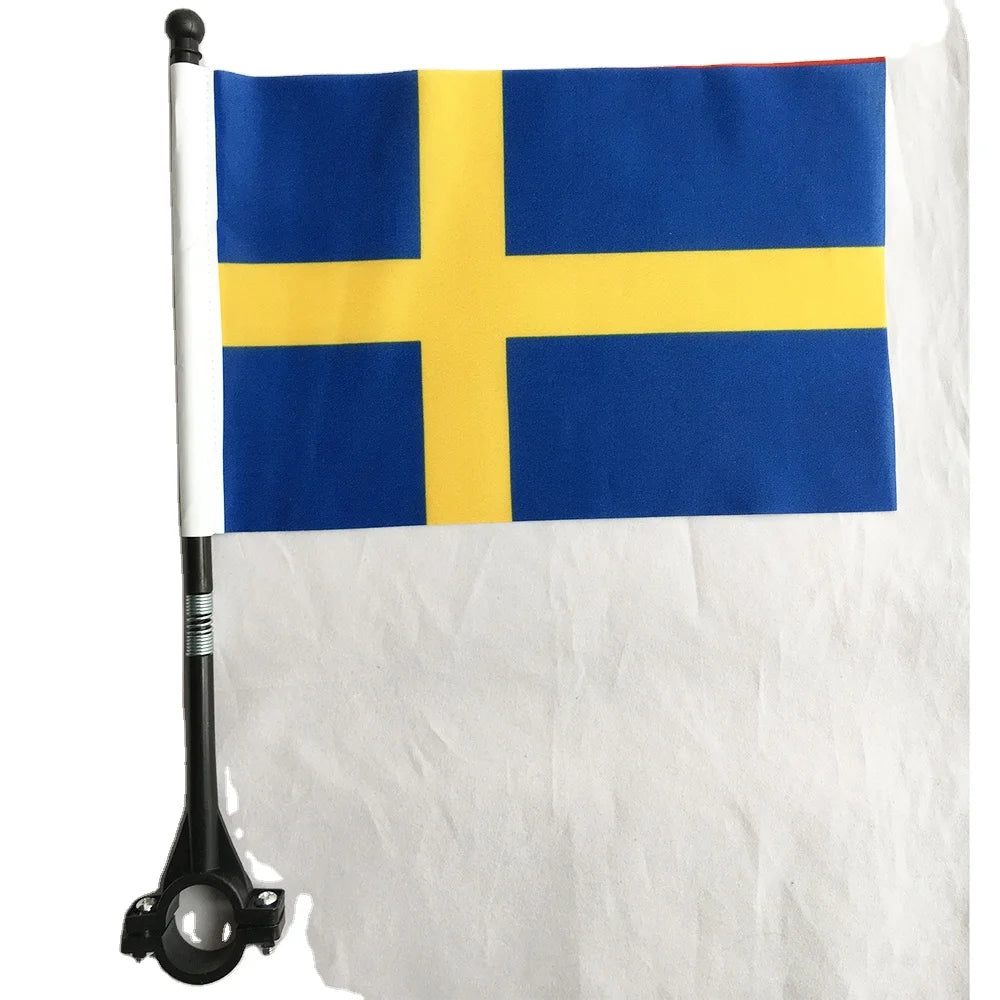 Polyester Custom Printing Different Country Bicycle Flag Handlebar Sweden Flag  For Outdoor Cycling Decoration