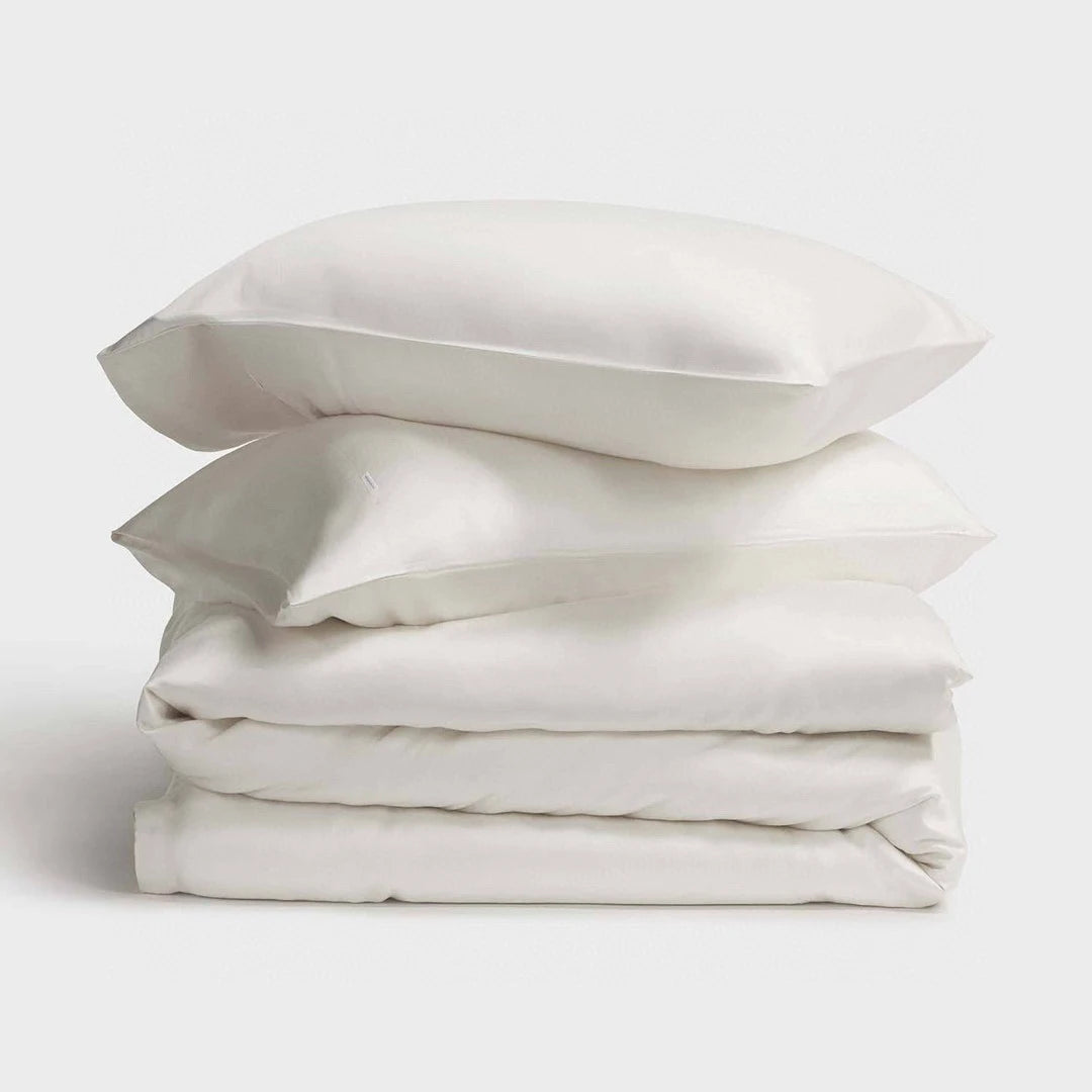 High-end Summer Lyocell Fiber Solid Color Bed Sheet Cold Comforter Luxury White Bedding Set