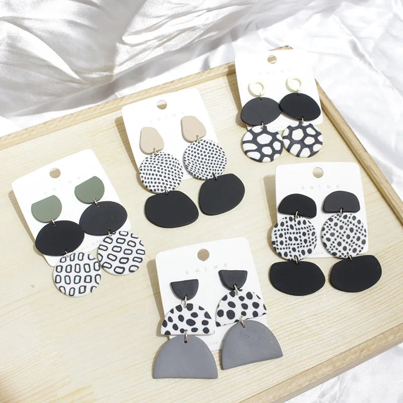 2025 New Drop Earrings European Creative Irregular Shape Earrings American Design Exaggerated Polymer Clay Earrings for Women