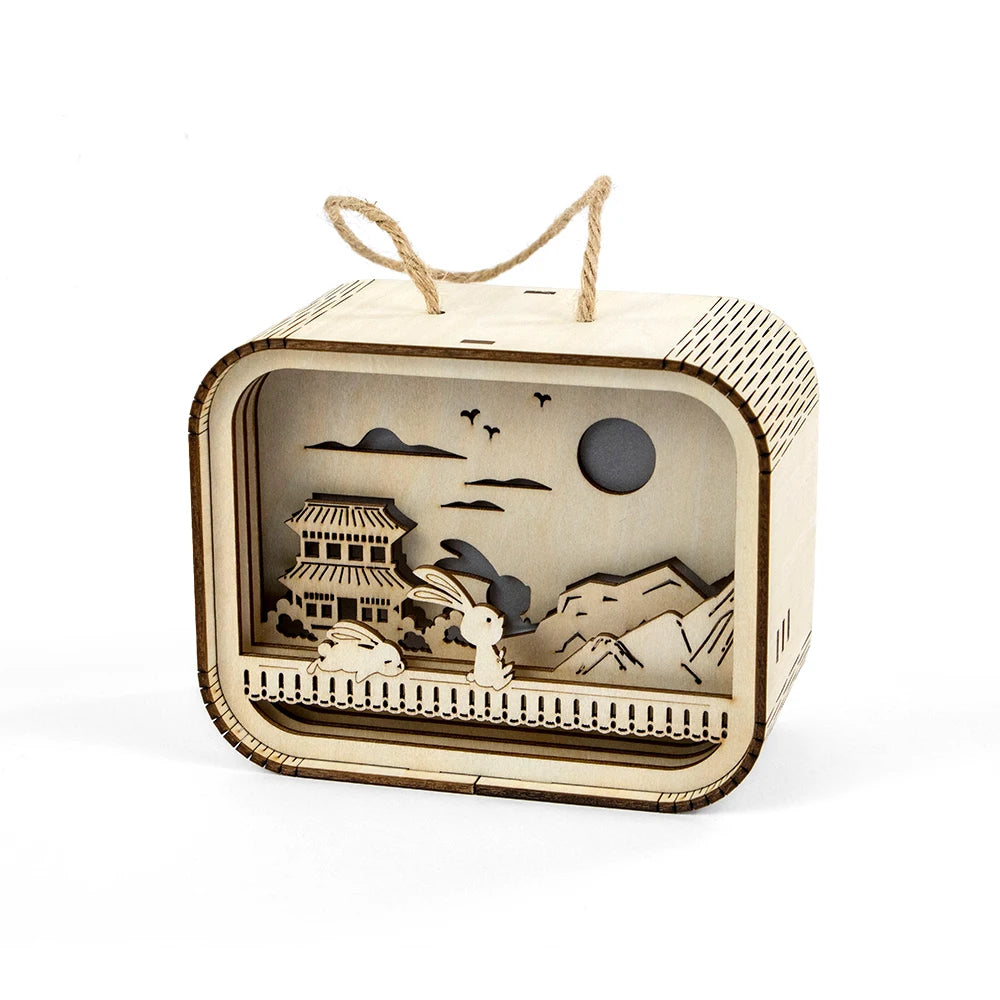 New Style Creative European Led Wind Lamp Birthday Gift Home Decoration Small Lantern Remote Control Wood Carved Night Light