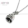 Biker Stainless Steel Cross Pendant Necklace with Link Chain Rhodium Plated Anniversary Gift