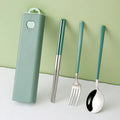 Best Selling 18/10 Stainless Steel Portable Travel Cutlery Spoon Fork Chopsticks 3 Pcs Flatware Set